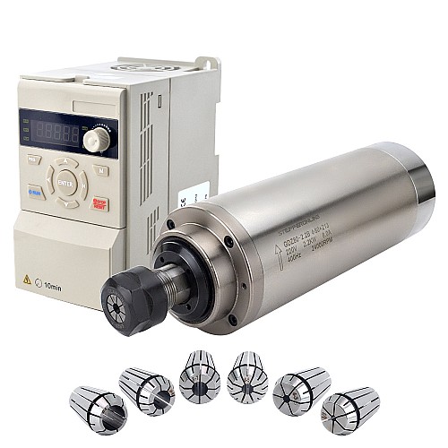 220V 2.2KW Φ80x210mm Su Soğutmalı Mil Motoru ve 3HP 2.2KW 12.5A Değişken Frekanslı Sürücü Kiti