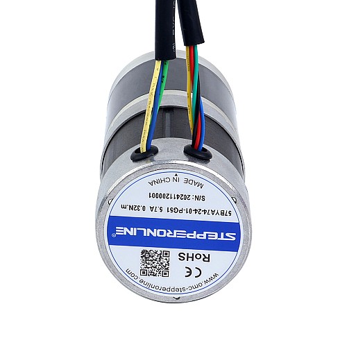 24V 101W Yuvarlak Dişli Fırçasız DC Motor 11,42Nm (1617,20oz.in) 51:1 Yuvarlak Planet Dişli Kutusu - CN-57BYA74-24-01-PG51 | StepperOnline