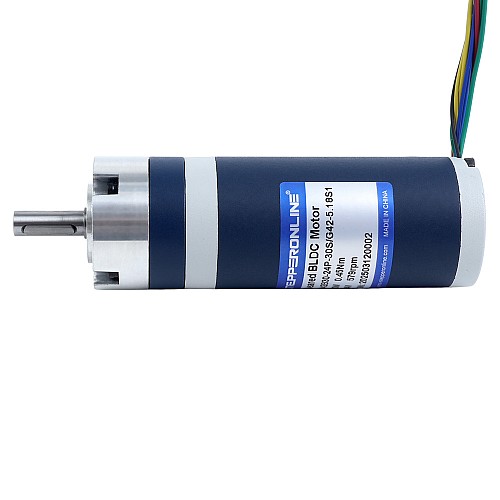 24V 30W 579RPM Dişli Fırçasız DC Motor 0,45Nm (63,73oz.in) 5,18:1 Planet Dişli Kutusu