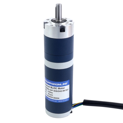 24V 30W 30RPM Dişli Fırçasız DC Motor 6,90Nm (977,12oz.in) 99,5:1 Planet Dişli Kutusu