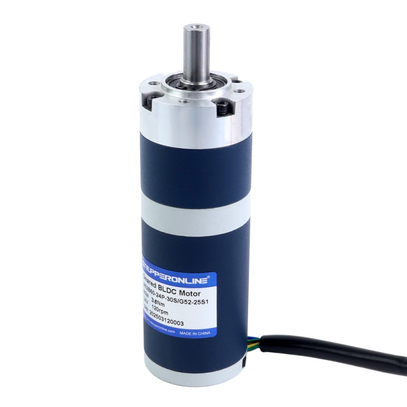 24V 60W 120RPM Dişli Fırçasız DC Motor 3,80Nm (538,12oz.in) 25:1 Planet Dişli Kutusu