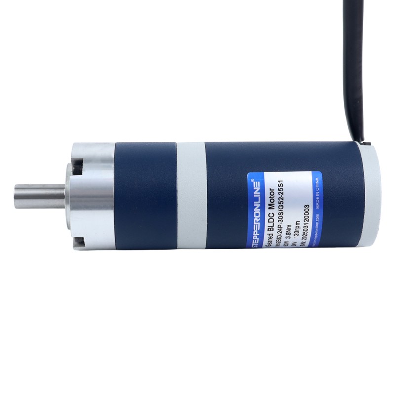 24V 60W 120RPM Dişli Fırçasız DC Motor 3,80Nm (538,12oz.in) 25:1 Planet Dişli Kutusu