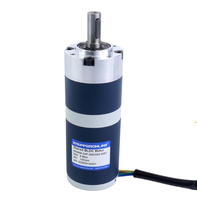 24V 90W 100RPM Dişli Fırçasız DC Motor 6,90Nm (977,12oz.in) 30:1 Planet Dişli Kutusu