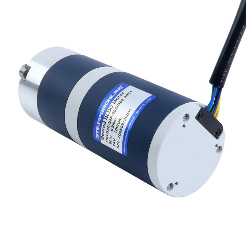 24V 90W 100RPM Dişli Fırçasız DC Motor 6,90Nm (977,12oz.in) 30:1 Planet Dişli Kutusu