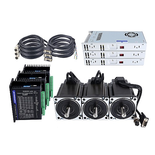 TS Serisi 3 Eksenli 9,0 Nm (1274,5 oz.in) Nema 34 Kapalı Döngü Adım Motoru Kiti Güç Kaynağı ile