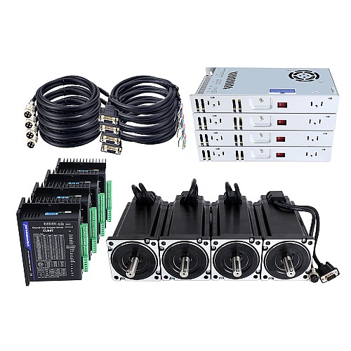 TS Serisi 4 Eksenli 12,0 Nm (1699,34 oz.in) Nema 34 Kapalı Döngü Adım Motoru Kiti Güç Kaynağı ile