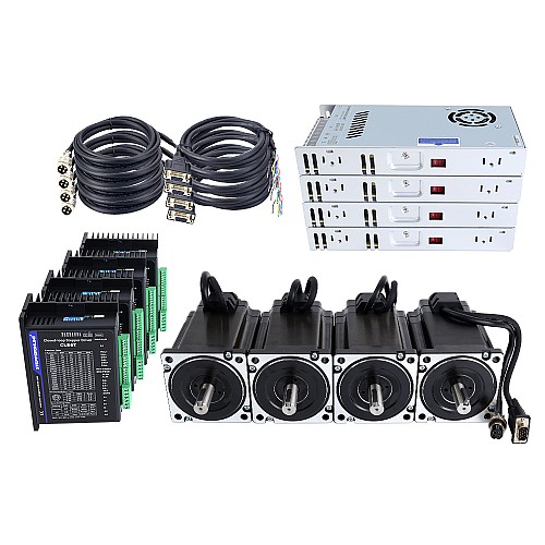 TS Serisi 4 Eksenli 9,0 Nm (1274,5 oz.in) Nema 34 Kapalı Döngü Adım Motoru Kiti Güç Kaynağı ile