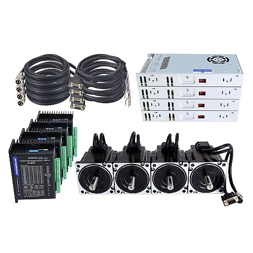 TS Serisi 4 Eksenli 4,30 Nm (608,93 oz.in) Nema 34 Kapalı Döngü Adım Motoru Kiti Güç Kaynağı ile