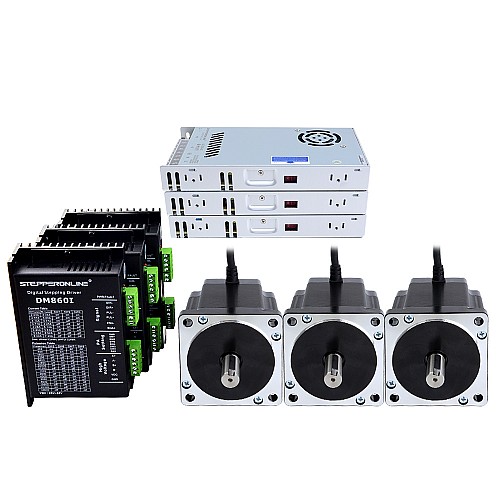3 Eksenli Step Motor CNC Kiti 8,0 Nm (1132,89 oz.in) Nema 34 Step Motor ve Sürücü ve 60 V Güç Kaynağı