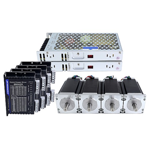 TES Serisi 4 Eksenli CNC Freze Seti 3,0Nm(424,83oz.in) Nema 23 Step Motor ve Sürücü DM542TE ve Güç Kaynağı - 4-DM542TE-S30 | StepperOnline