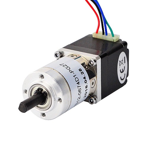 Nema 11 Step Motor L=31mm Arka Şaft, Vida Deliği ve 27:1 Dişli Oranı ile