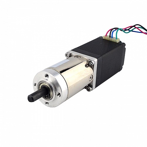 Nema 11 Step Motor L=51mm Arka Şaft, Vida Deliği ve 51:1 Dişli Oranı ile