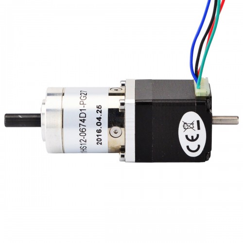 Nema 11 Step Motor L=31mm Arka Şaft, Vida Deliği ve 27:1 Dişli Oranı ile