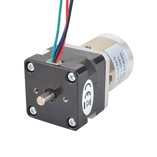 Nema 14 Çift Şaftlı Step Motor Bipolar L=28mm Dişli Oranı 19:1 Planet Dişli Kutusu 9,5mm Arka Şaft Uzunluğu