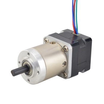 Nema 14 Çift Şaftlı Step Motor Bipolar L=28mm Dişli Oranı 19:1 Planet Dişli Kutusu 9,5mm Arka Şaft Uzunluğu