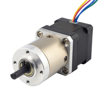 Nema 14 Step Motor L=34mm Arka Şaft, Vida Deliği ve Dişli Oranı 19:1 Şanzıman