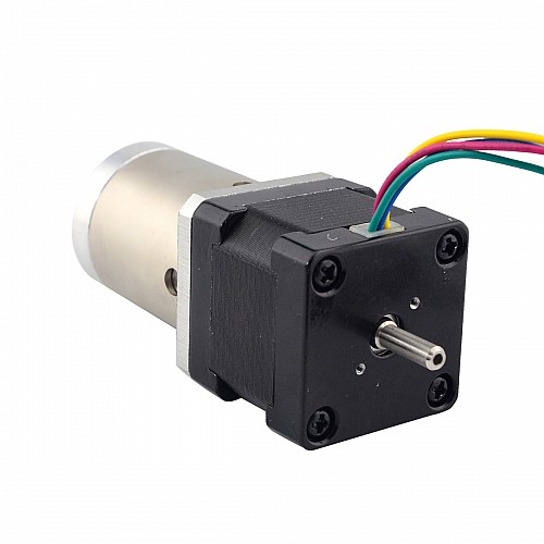 Nema 14 Step Motor L=34mm Arka Şaft, Vida Deliği ve 51:1 Dişli Oranı ile