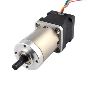 Nema 14 Step Motor L=34mm Arka Şaft, Vida Deliği ve 51:1 Dişli Oranı ile