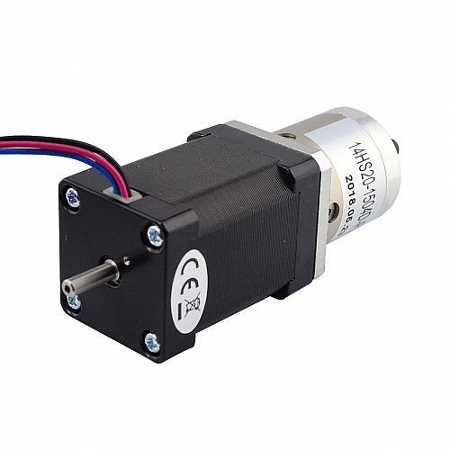 Nema 14 Step Motor L=52mm Arka Şaft, Vida Deliği ve 14:1 Dişli Oranı ile