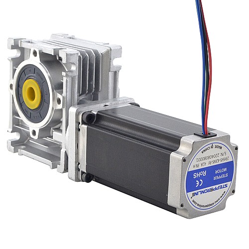 Nema 23 Step Motor L=113mm Dişli Oranı 20:1 Sonsuz Dişli Kutusu NMRV30 Sonsuz Dişli Hız Düşürücü