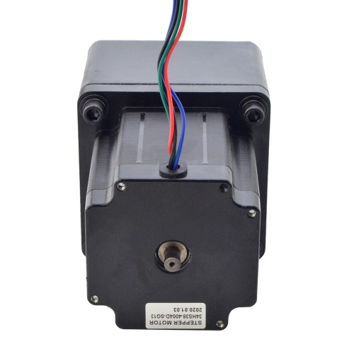 Nema 34 Bipolar Step Motor L=97mm Arka Şaft ve Dişli Oranı 13:1 Mahmuzlu Şanzıman