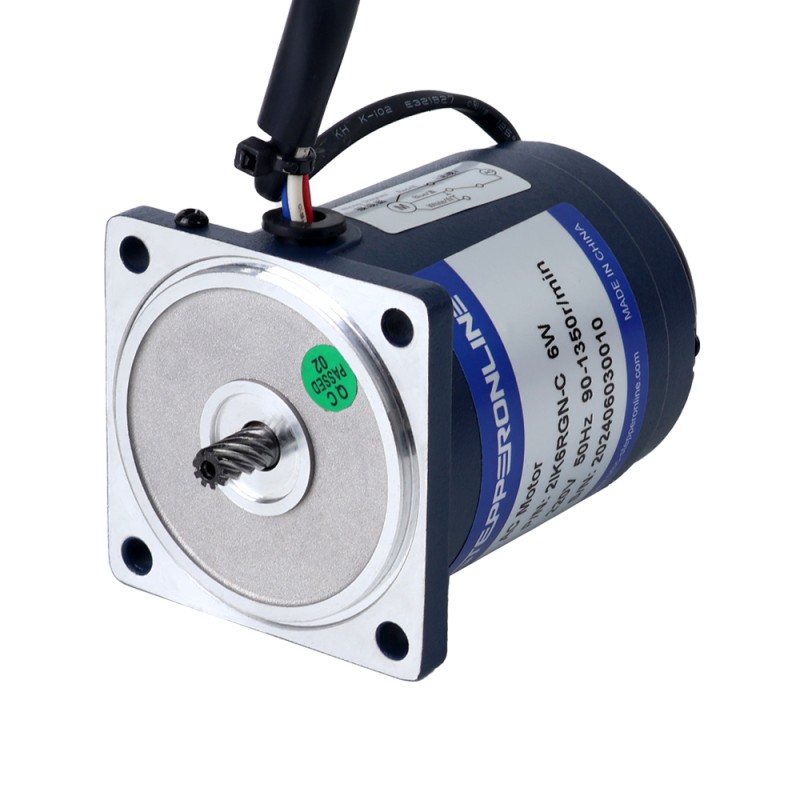6W 220VAC 50Hz 18-270RPM 0,18Nm (25,49oz.in) Flanşlı 60mm Mahmuzlu Şanzıman Tek Fazlı AC Değişken Hızlı Motor