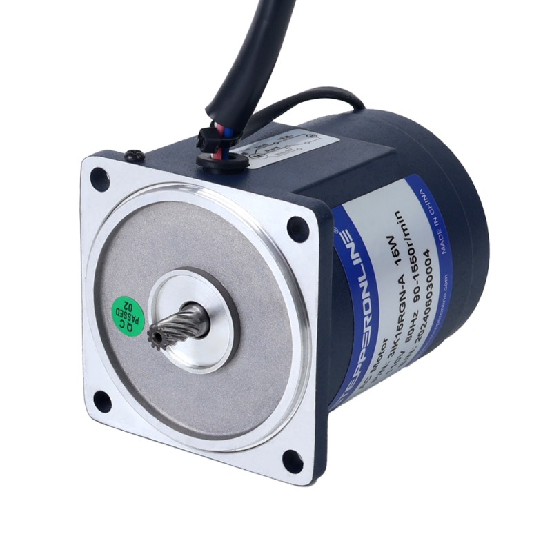 15W 110VAC 60Hz 3-51.67RPM 2.01Nm (284.64oz.in) Flanşlı 70mm Mahmuzlu Şanzıman Tek Fazlı AC Değişken Hızlı Motor