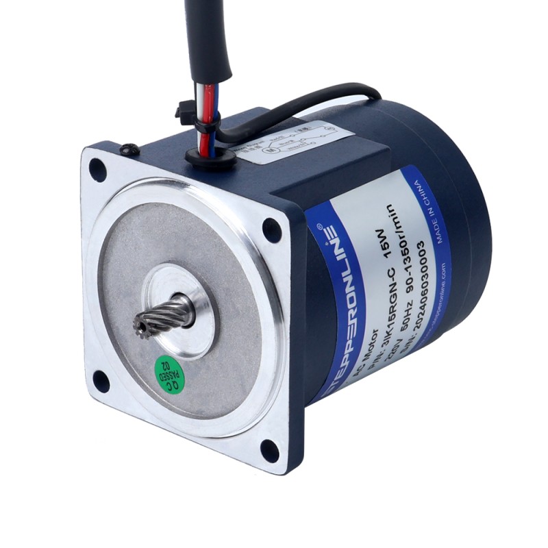 15W 220VAC 50Hz 30-450RPM 0,30Nm (42,48oz.in) Flanşlı 70mm Mahmuzlu Şanzıman Tek Fazlı AC Değişken Hızlı Motor