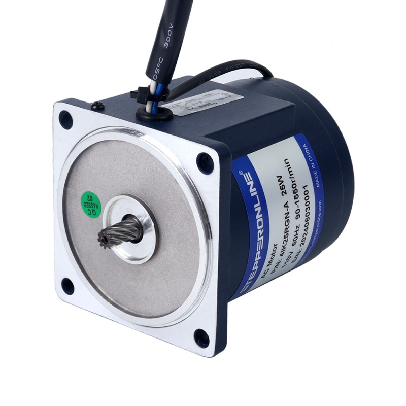 25W 110VAC 60Hz 3-51.67RPM 3.90Nm (552.28oz.in) Flanşlı 80mm Dik Açılı Şanzıman Tek Fazlı AC Değişken Hızlı Motor