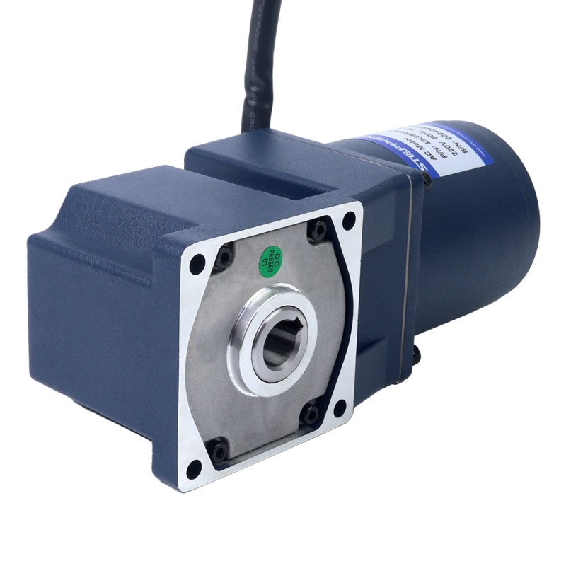 25W 110VAC 60Hz 3-51.67RPM 3.90Nm (552.28oz.in) Flanşlı 80mm Dik Açılı Şanzıman Tek Fazlı AC Değişken Hızlı Motor