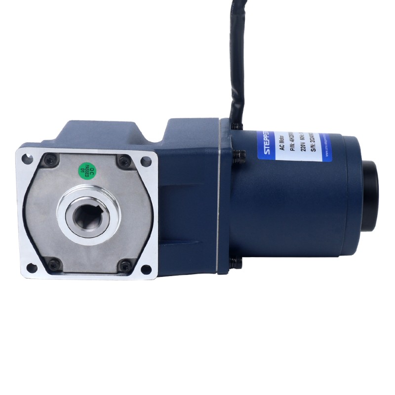 25W 110VAC 60Hz 3-51.67RPM 3.90Nm (552.28oz.in) Flanşlı 80mm Dik Açılı Şanzıman Tek Fazlı AC Değişken Hızlı Motor