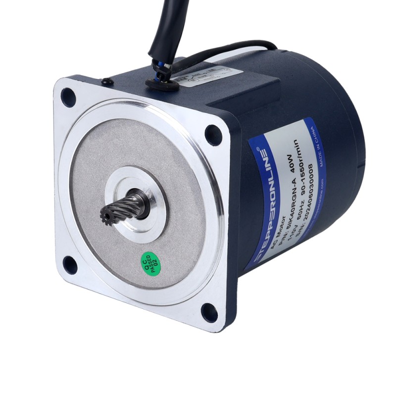 40W 110VAC 60Hz 4,5-77,5RPM 3,38Nm (478,65oz.in) Flanşlı 90mm Mahmuzlu Şanzıman Tek Fazlı AC Değişken Hızlı Motor