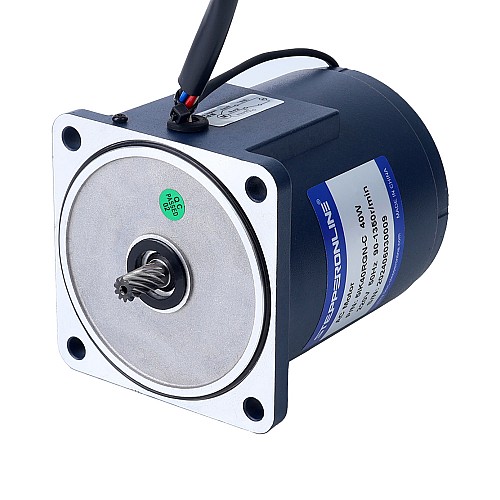 40W 220VAC 50Hz 6-90RPM 3,57Nm (505,55oz.in) Flanşlı 90mm Mahmuzlu Şanzıman Tek Fazlı AC Değişken Hızlı Motor