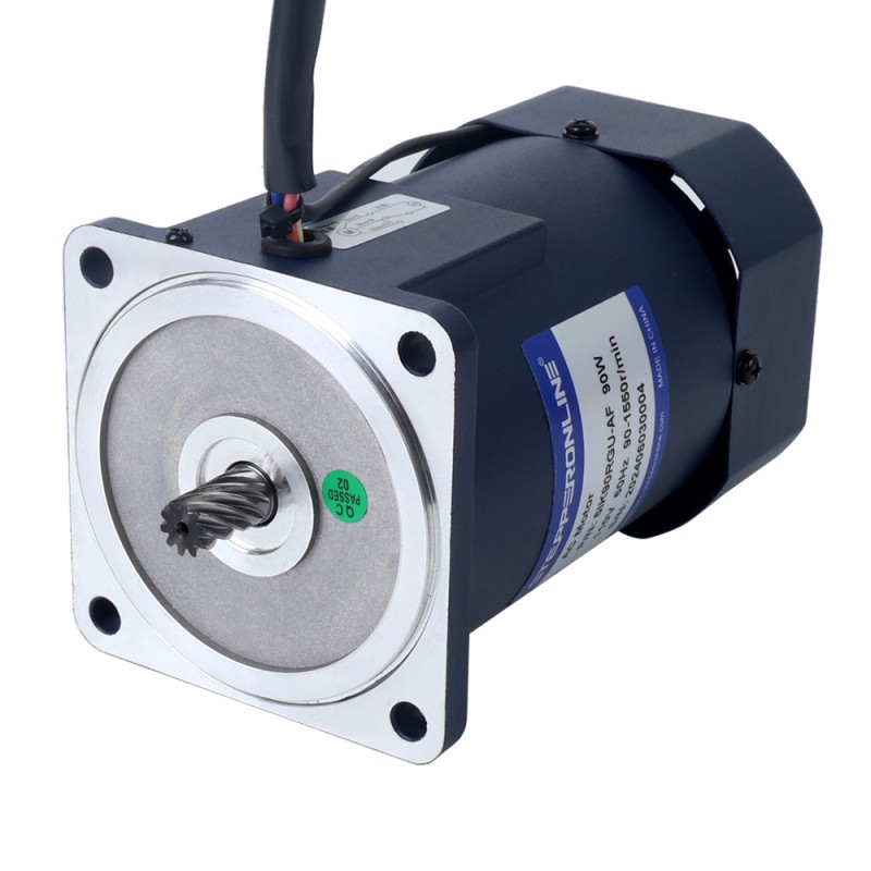 90W 110VAC 60Hz 9-155RPM 4,60Nm (651,41oz.in) Flanşlı 90mm Dik Açılı Şanzıman Tek Fazlı AC Değişken Hızlı Motor