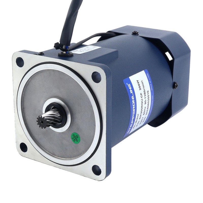 200W 220VAC 50Hz 0,9-13,5RPM 40,00Nm (5664,47oz.in) Flanşlı 104mm Mahmuzlu Şanzıman Tek Fazlı AC Değişken Hızlı Motor