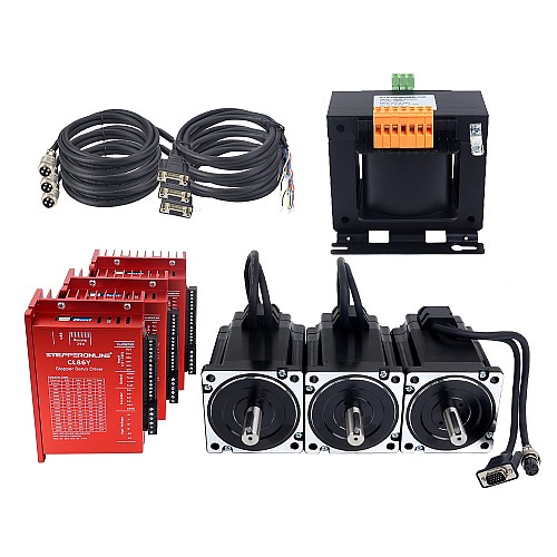YS Serisi 3 Eksenli Kapalı Döngü Adım Motoru CNC Kiti 6,50 Nm (920,48 oz.in) Nema 34 Motor, 2,0 m Kablolar ve AC Transformatör ile