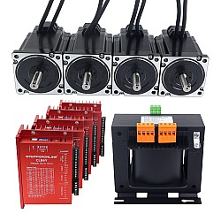 YS Serisi 4 Eksenli Kapalı Döngü Adım Motoru CNC Kiti 6,50 Nm (920,48 oz.in) Nema 34 Motor, 1,5 m Kablolar ve AC Transformatör ile
