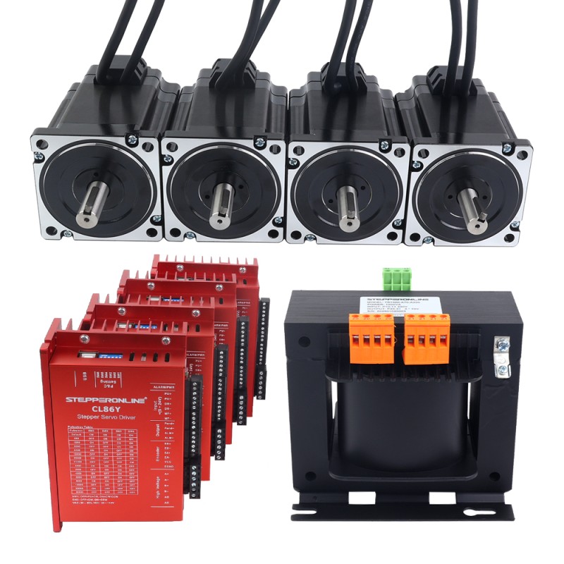 YS Serisi 4 Eksenli Kapalı Döngü Adım Motoru Kiti 6,50Nm(920,48oz.in) Nema 34 Motor ve AC Transformatör ile