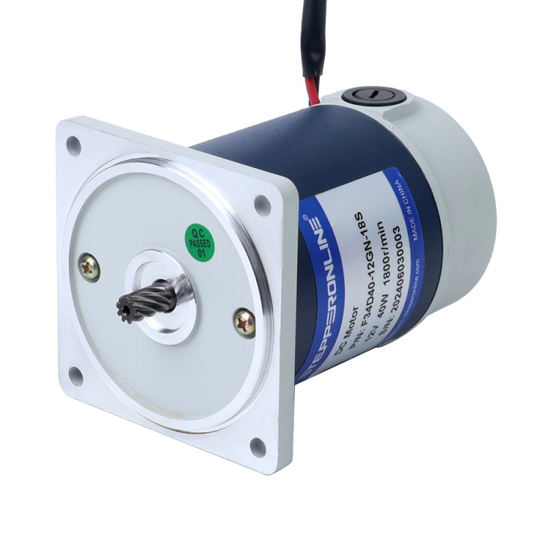Fırçalanmış 12V 40W 2.14Nm (303.05oz.in) 90RPM 20:1 Düz Şanzımanlı DC Dişli Motoru