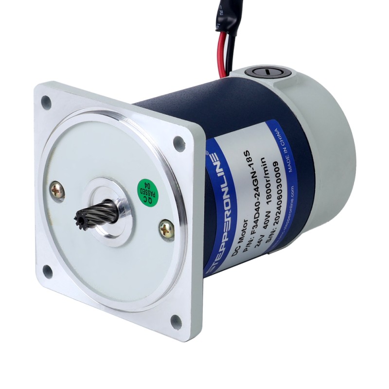 Fırçalanmış 24V 40W 2.14Nm (303.05oz.in) 90RPM 20:1 Düz Şanzımanlı DC Dişli Motoru