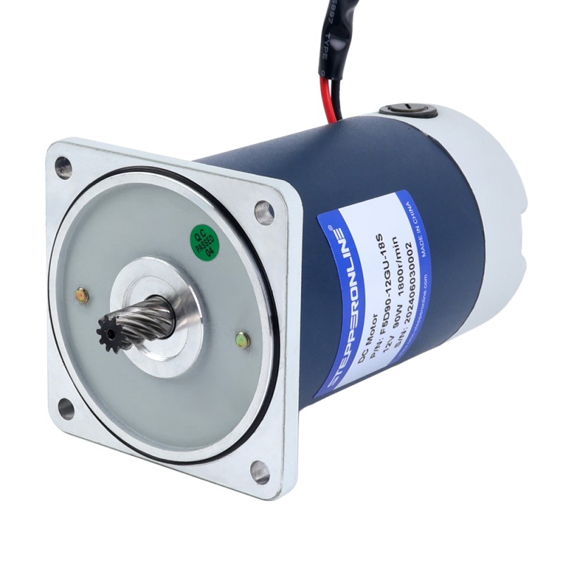 Fırçalanmış 12V 90W 9,39Nm (1329,73oz.in) 60RPM 30:1 Düz Şanzımanlı DC Dişli Motoru
