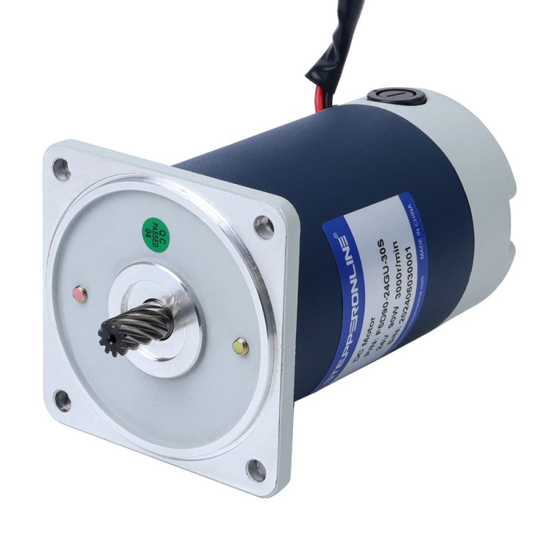 Fırçalanmış 24V 90W 2,32Nm (328,54oz.in) 300RPM 10:1 Düz Şanzımanlı DC Dişli Motoru