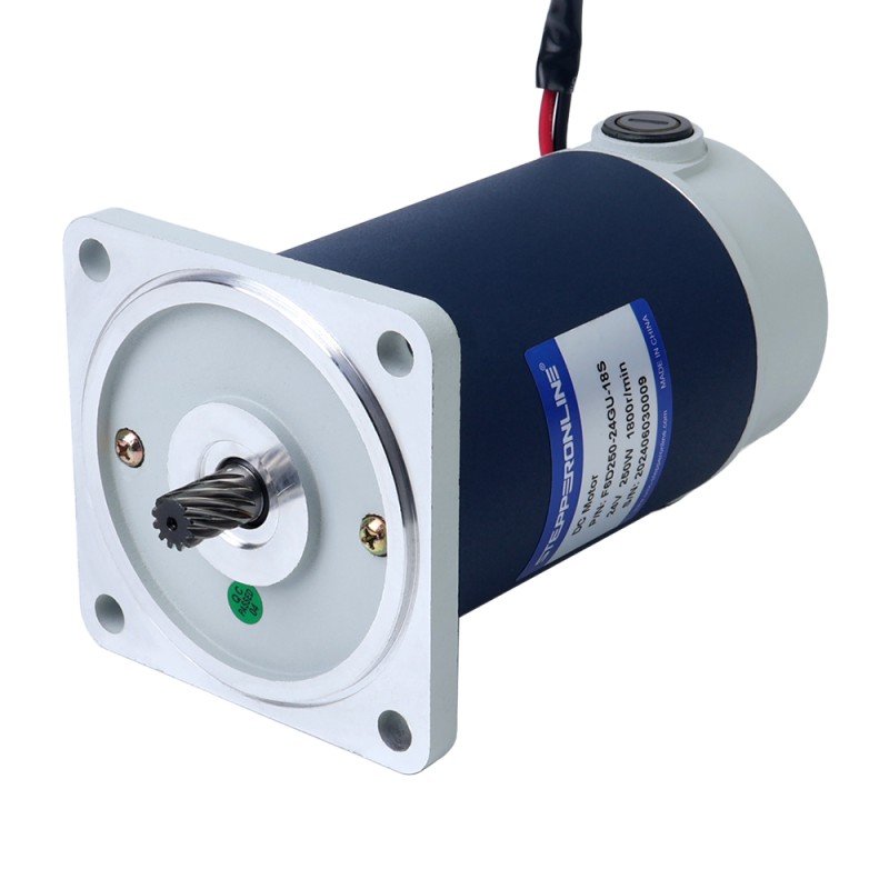 Fırçalanmış 24V 250W 40.00Nm (5664.47oz.in) 9RPM 200:1 Düz Şanzımanlı DC Dişli Motoru