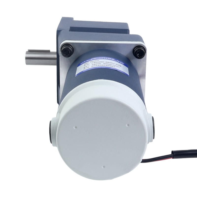 Fırçalanmış 48V 250W 40.00Nm (5664.48oz.in) 10RPM 180:1 Dik Açılı Şanzıman DC Dişli Motoru