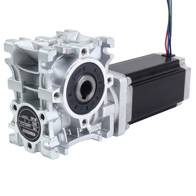 Nema 23 Step Motor 113 mm Dişli Oranı 50:1 Sonsuz Dişli Kutusu NMRVS30 Sonsuz Dişli Hız Düşürücü