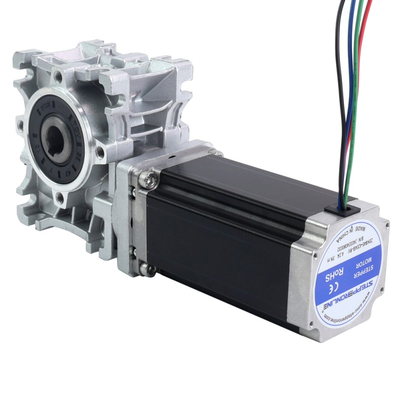 Nema 23 Step Motor 113 mm Dişli Oranı 50:1 Sonsuz Dişli Kutusu NMRVS30 Sonsuz Dişli Hız Düşürücü
