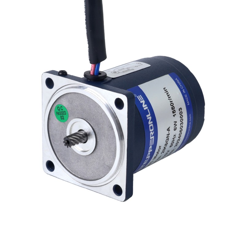 6W 110VAC 60Hz 103RPM 0,45Nm (63,73oz.in) Flanşlı 60mm Mahmuzlu Redüktör Tek Fazlı AC Endüksiyon Motoru