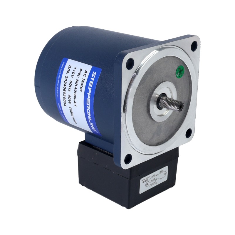 40W 110VAC 60Hz 516RPM 0,56Nm (79,30oz.in) Flanşlı 90mm Mahmuzlu Redüktör Tek Fazlı AC Endüksiyon Motoru