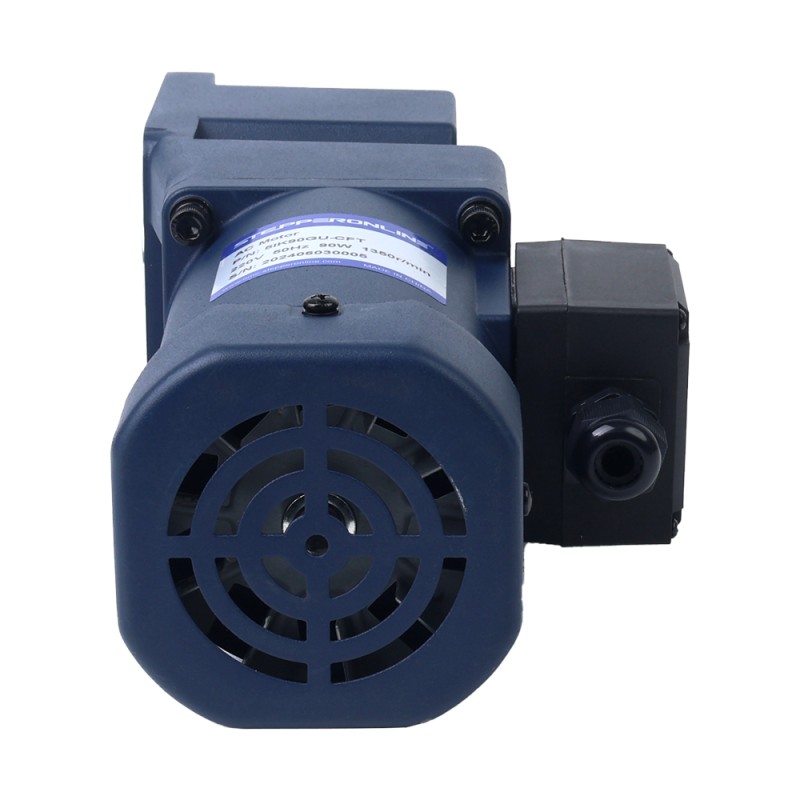 90W 110VAC 45RPM 14.00Nm (1982.56oz.in) Flanşlı 90mm Dik Açılı Şanzıman İçi Boş Şaft Tek Fazlı AC Endüksiyon Motoru