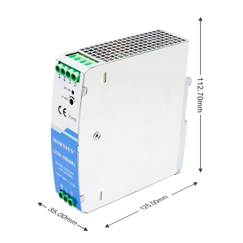 120W 24V 5.0A 85-264VAC/120-370VDC DIN Ray Anahtarlama Güç Kaynağı